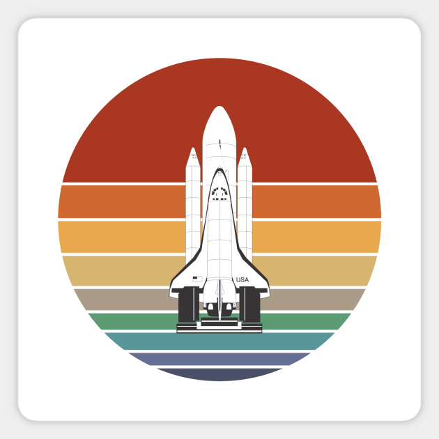 80s Retro Space Rocket On A Colorful Sun Magnet by iZiets